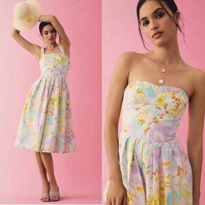 Anthropologie • NWT Maeve Sleeveless Sweetheart Corset A-Line Pastel Dress Sz XS